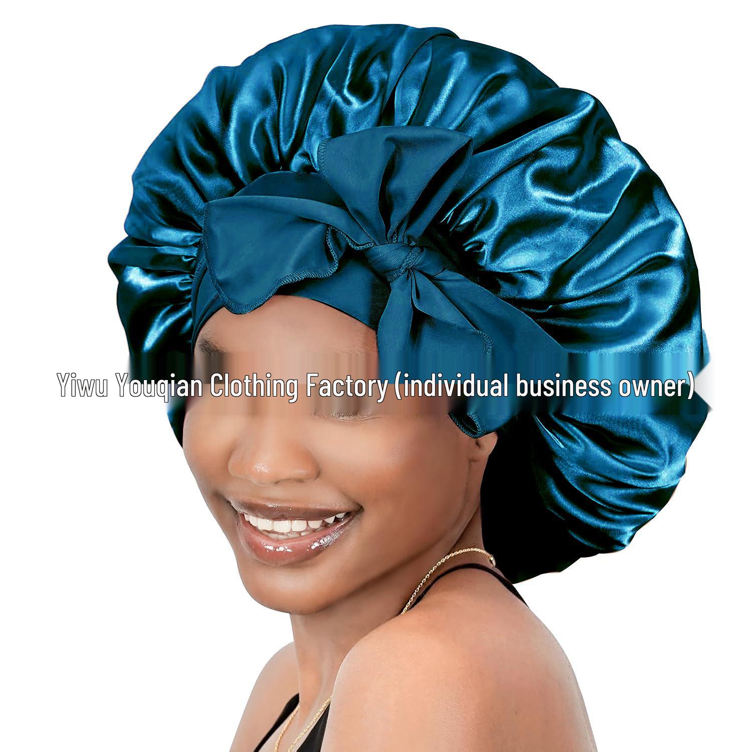 

Эластичная атласная шапочка для сна и душа с широкими полями для женщин – однотонная, большой размер Customizable Color