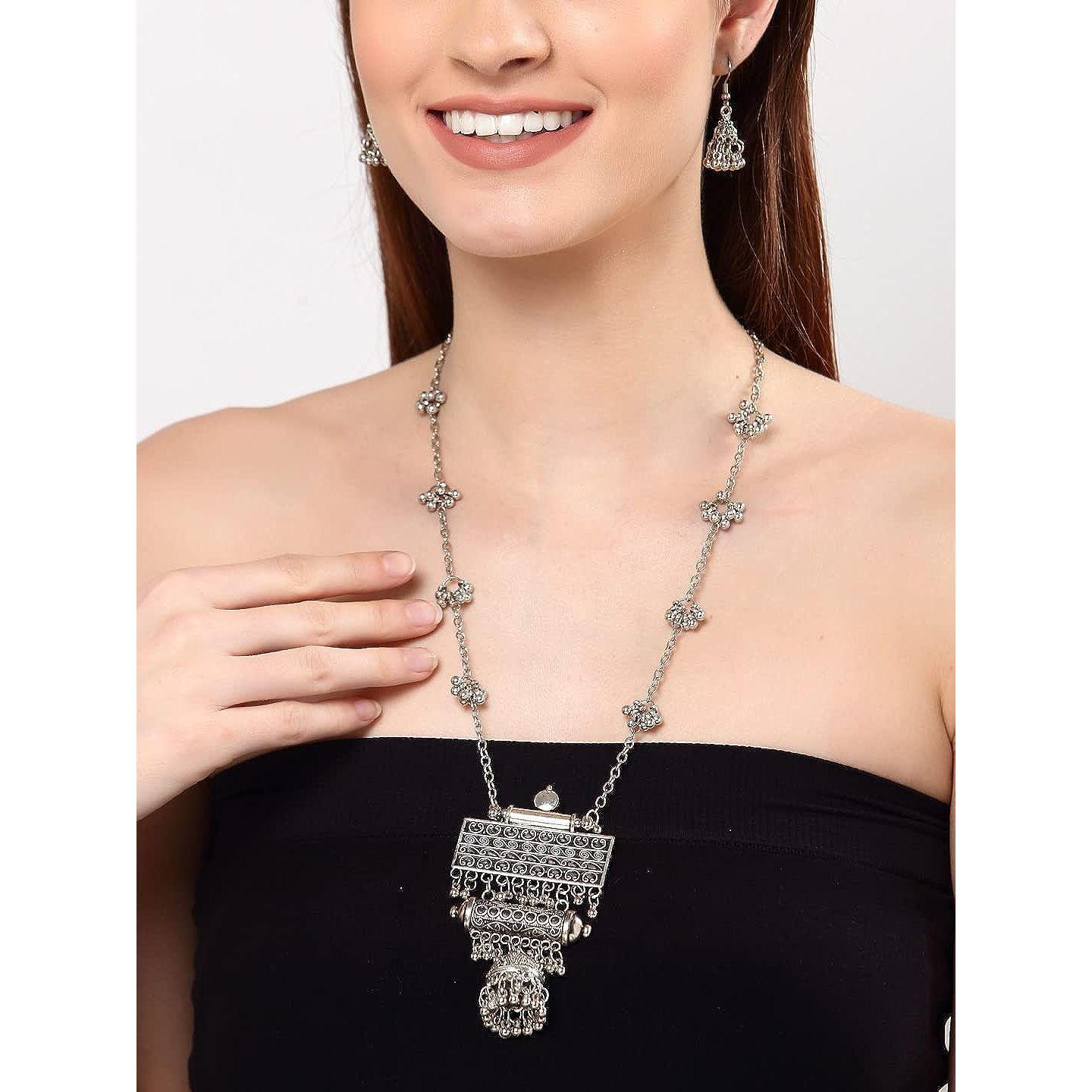 

Shining Diva Fashion Последний стильный традиционный набор украшений из окисленного серебра для женщин