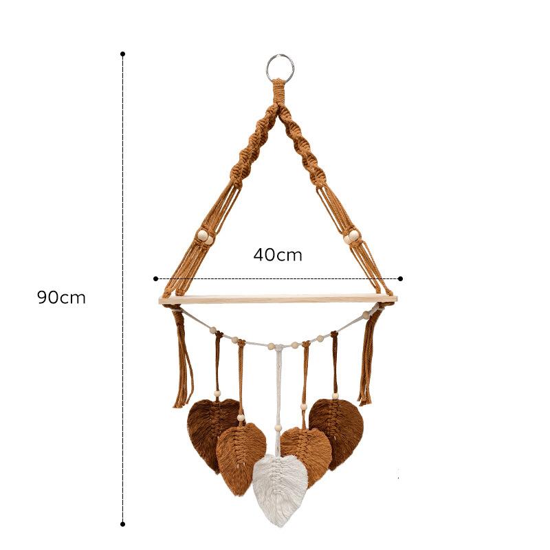 Bohemian Macrame Wall Shelf, Hand‑woven Cotton Rope Leaf Wall Hanging Decor