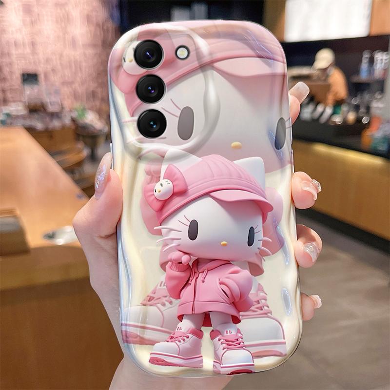 Hello Kitty Wave Case for Samsung Galaxy S24 S23 S22 S21 Ultra Plus S20 FE A73 A72 A71 A55 A54 5G A53 A52 A51 4G A50S A50 Cover