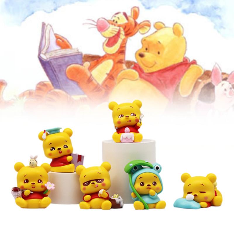 Pooh 6pcs Bear Action Figure Cartoon Doll Collectible Desktop Toy Gifts