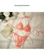 Korean Dongdaemun Leopard Print Peach Bikini - Sexy Push-Up, Tie-Up, Peach Pink Beachwear