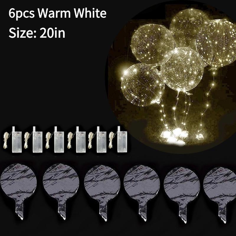 3-12PCS LED Light Up Balloons Glow In The Dark Transparent Led Balloons Bobo Balloons With Light String For Party Festival Decor