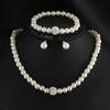 4-teiliges Damenschmuckset Perlen-Set Diamant-Halskette Armband Ohrringe Set Wunderschöner Schmuck-5042