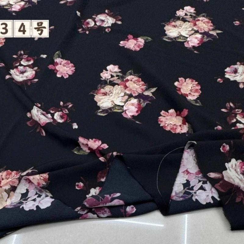100x150cm Floral Printed Style Fabric Summer Silk Chiffon Fabric for Diy Sewing Soft Comfortable Dress Shirt Pajamas Pants