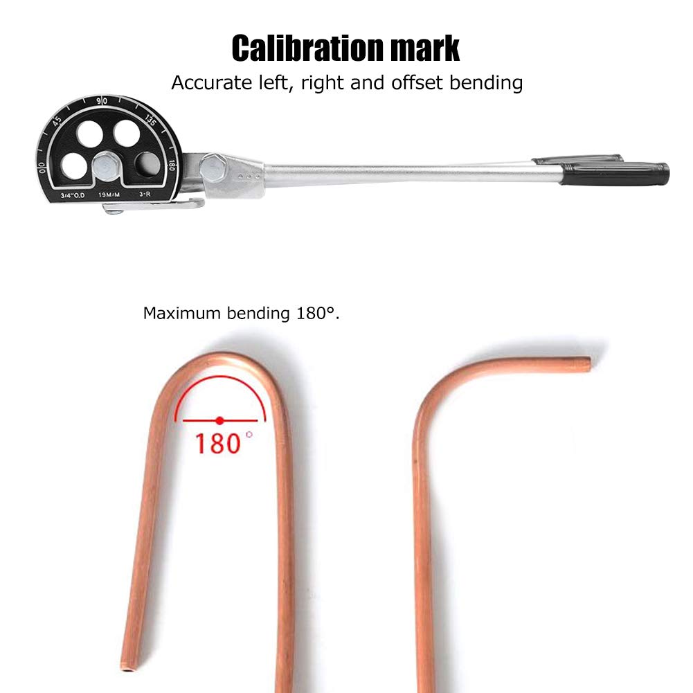 19mm Pipe Hand 180 Steel Aluminum Alloy Pipe Bender Manual Tube Bender for Bending Copper and Aluminum Bender, Tool, Degrees, High-Hardness + Kit,
