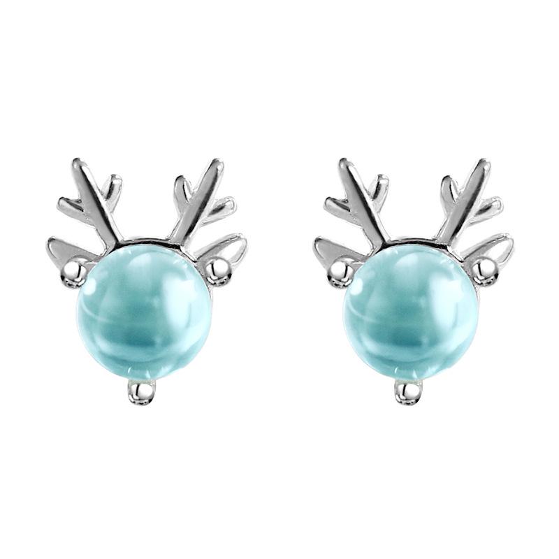 

Милые серьги-пусеты с голубым цирконом в виде лося для женщин - Минималистичный корейский рождественский подарок