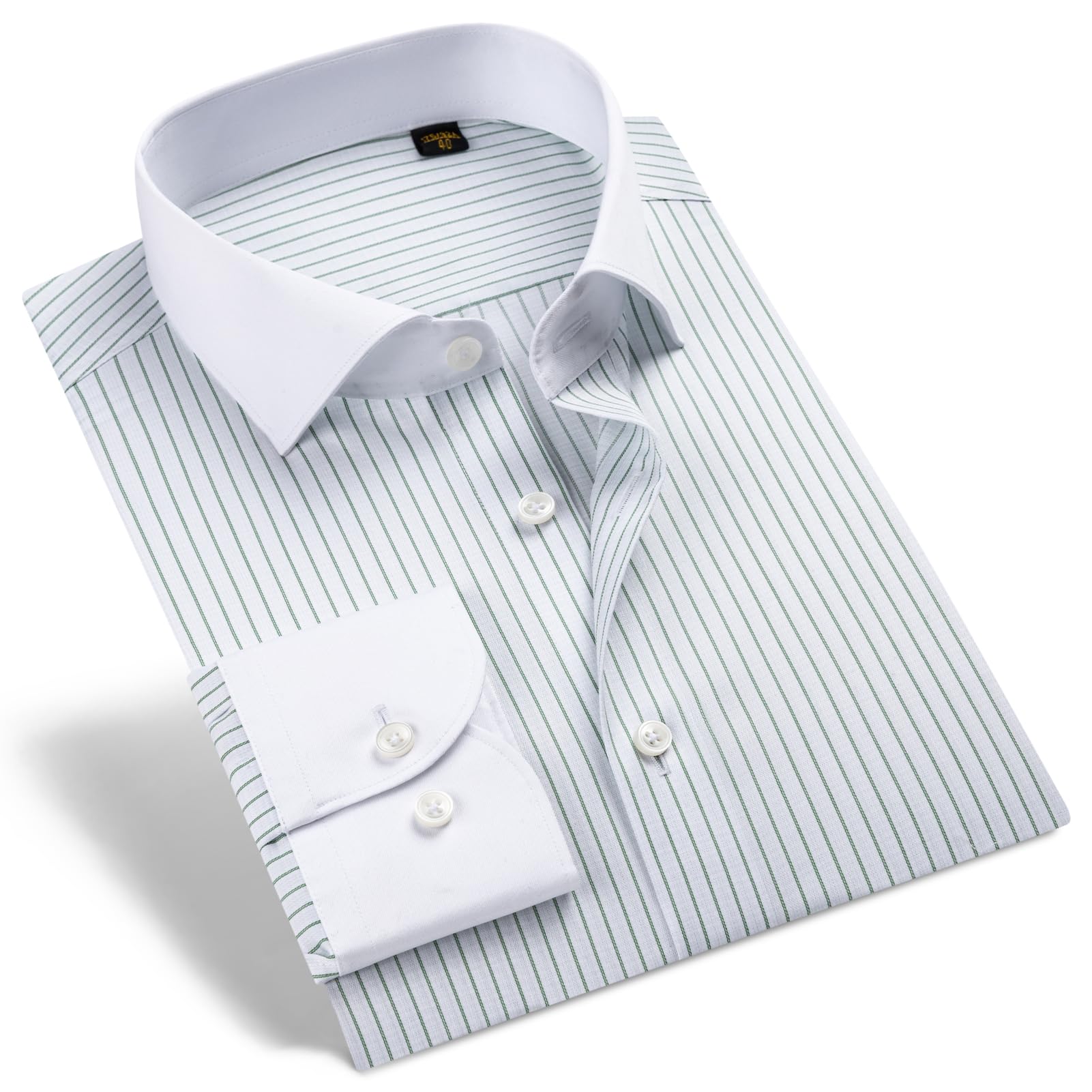 

Платье с длинным рукавом Тонкое Сборчатое Без ES4065 [Enshe] Мужская рубашка, Полоски, Дизайн, Гладить, Деловой, Повседневный, (#39, Зеленый)