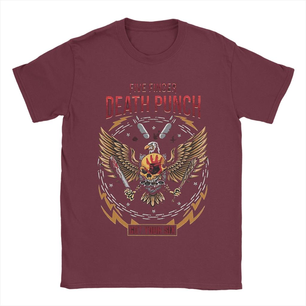 Five Finger Death Punch T Shirts for Men Pure Cotton Novelty TShirt Round Neck  Tee Shirt Short Sleeve Tops Plus Size