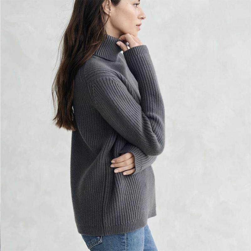 Hirsionsan Turtleneck Thick Sweater Women 2023 New Winter Warm Elegant Ladies Pullovers Warm Soft Cusual Jumper Soft Tops Oversized Solid Sweaters