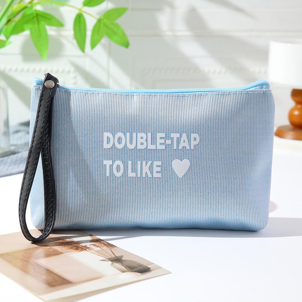 Love waterproof letter makeup bag Multi functional minimalist cosmetic bag Portable lipstick storage bag