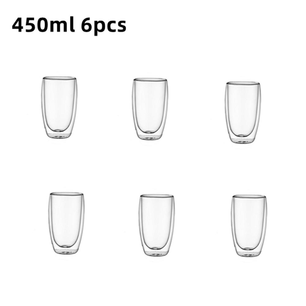80/150/250/350/450ml Double-Wall Insulated Clear Glass Espresso Cups Perfect for Tea, Coffee, Latte, Cafe, Milk, Restaurant Use