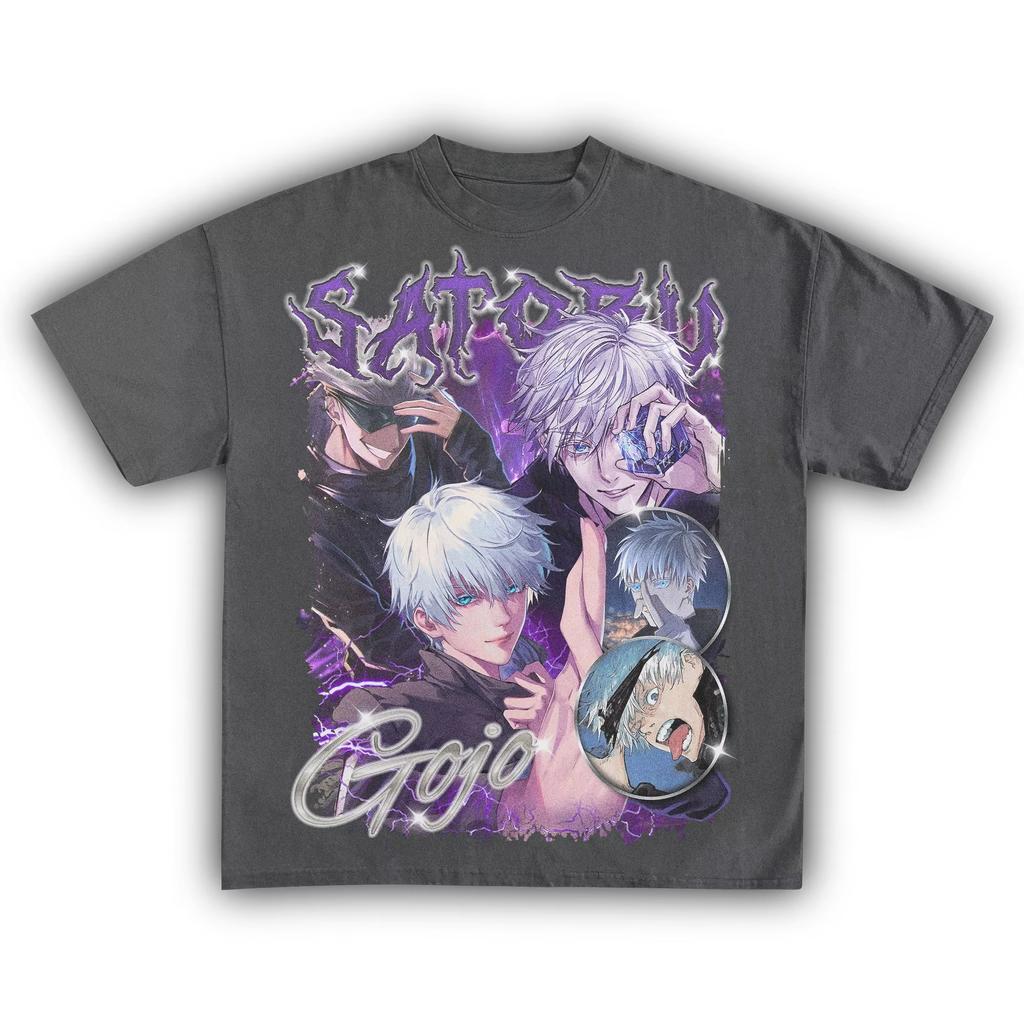Jujutsu Kaisen Gojo Satoru Anime Print T-shirt, Unisex Pure Cotton Short Sleeve Streetwear T-shirt