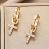 Zircon Cross Dangle Earrings For Women Girls Stainless Steel Cross Earring 2025 Trending Couple Wedding Aesthetic Jewelry Aretes