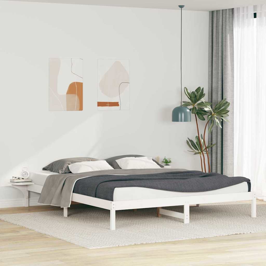 Bed Frame with Nightstands White 200 x 220 cm