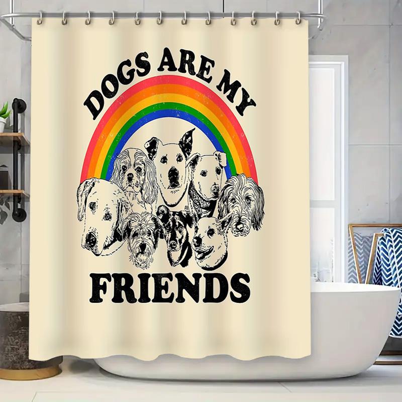 

Cute Dog Shower Curtain Set Waterproof Bathroom Decor Farmhouse Pet Lover Gift Animal Pattern Home Decor Modern Style Washable W60H190(CM)-1 Pcs