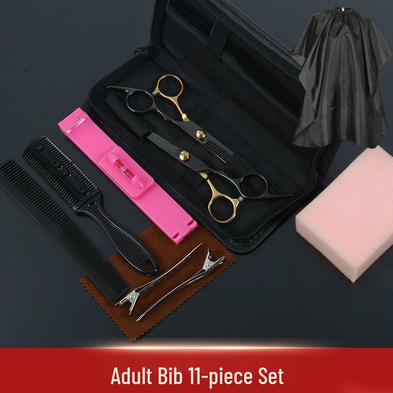 Black Gold Hairdressing Scissors Set: Flat Cut & Thinning Scissors for Women - Perfect for Home Haircuts and Bangs.
