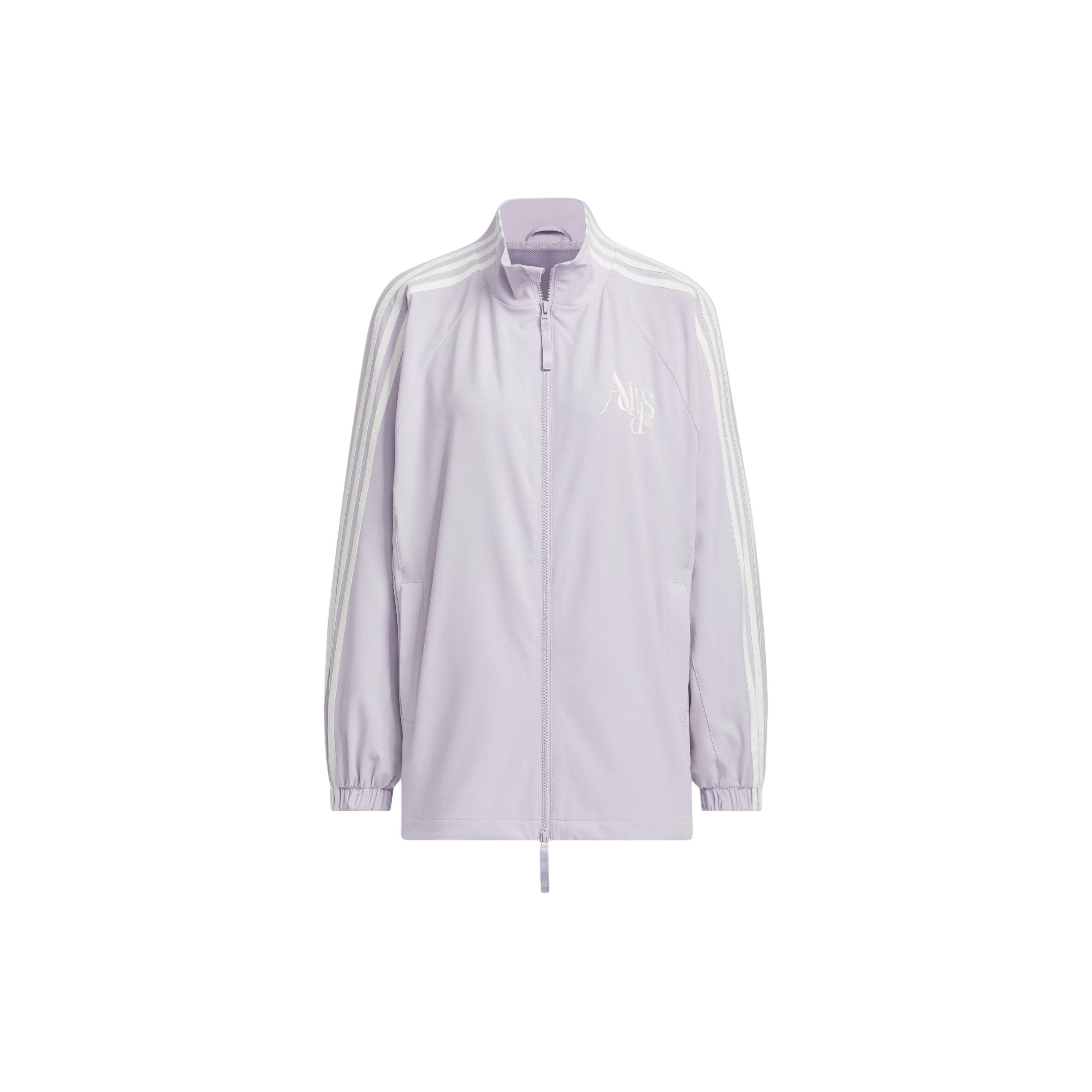 Adidas Women s Loose Fit Woven Windbreaker Stand-Up Collar 3-Stripes Track Jacket Light Purple JI9767 L