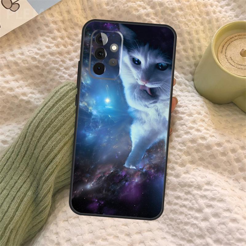 Space Happy Cats Case For Samsung Galaxy A15 A22 A52 A32 A54 A14 A16 A26 A36 A56 A55 A35 A05 A06 A53 A33 A13