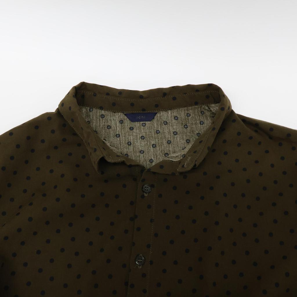 ICHI [Good Condition] SM210429 Polka Dot Shirt dress *There is no size notation. Khaki x BlackUsed