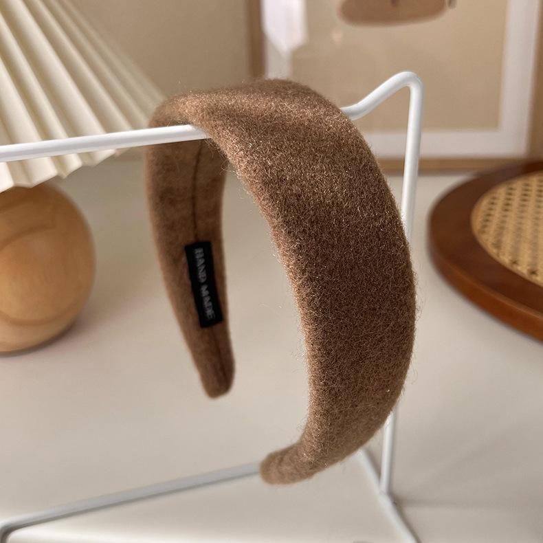 Autumn/Winter Fashion Brown Color Headbands Sponge Wide Crystal Hair Bands for Woman Temperament Hair Hoop Hair Accessories