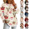 Dames Casual Kerstprint Lange Mouwen Nek Pullover Top met Design