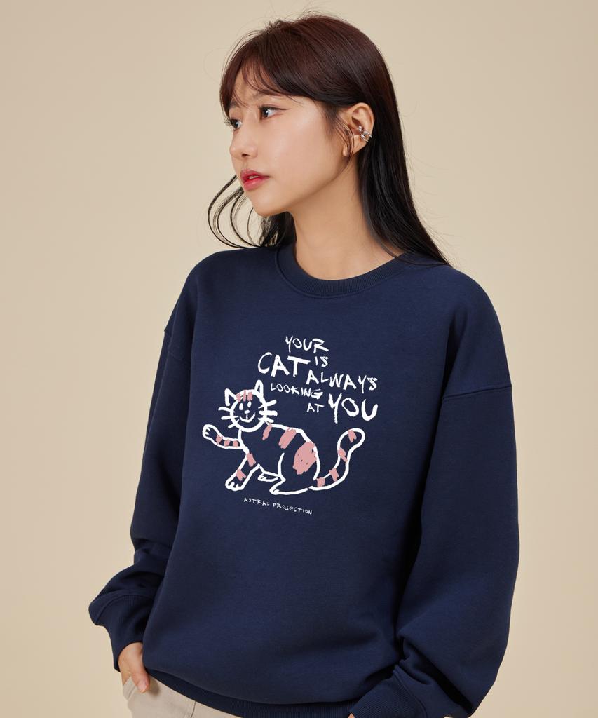 ASTRAL PROJECTION Doodlecat Loose Fit Sweatshirt_Navy