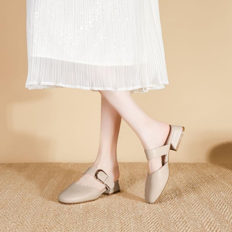 Wear It Outside with A Closed Toe Shoe Breathable Casual Shoes with A Back Hole All-match French Style Shoes Lazy High Heels