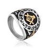 Silber Gold Farbton Herren Freimaurer Zirkel Winkel Freimaurer Ring Hochglanzpolierter Edelstahl Herrenring Party Coole Schmuckstücke