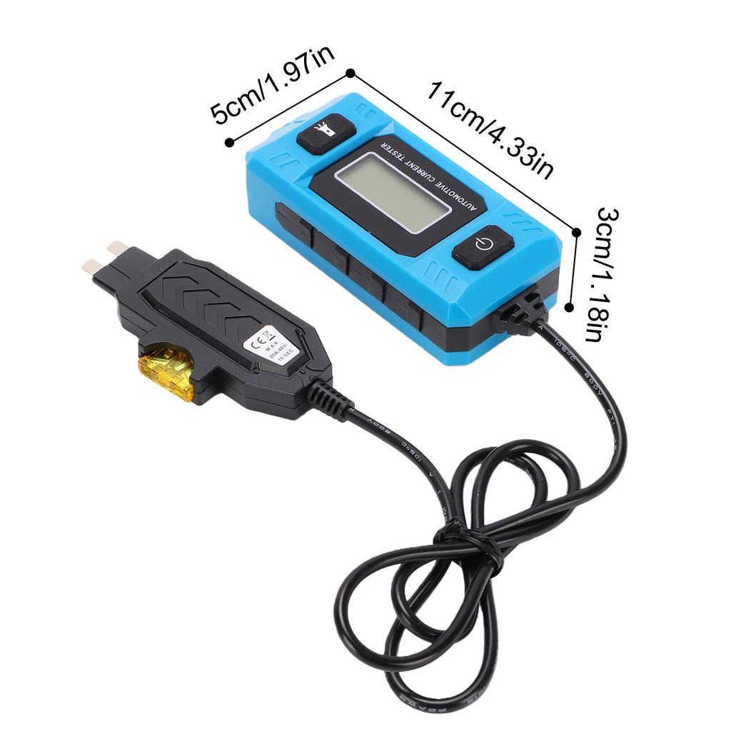 Car Fuse Current Tester 20A 48V Automotive Circuit Fault Probe Detector with LCD Backlight LED Flashlight Comes with