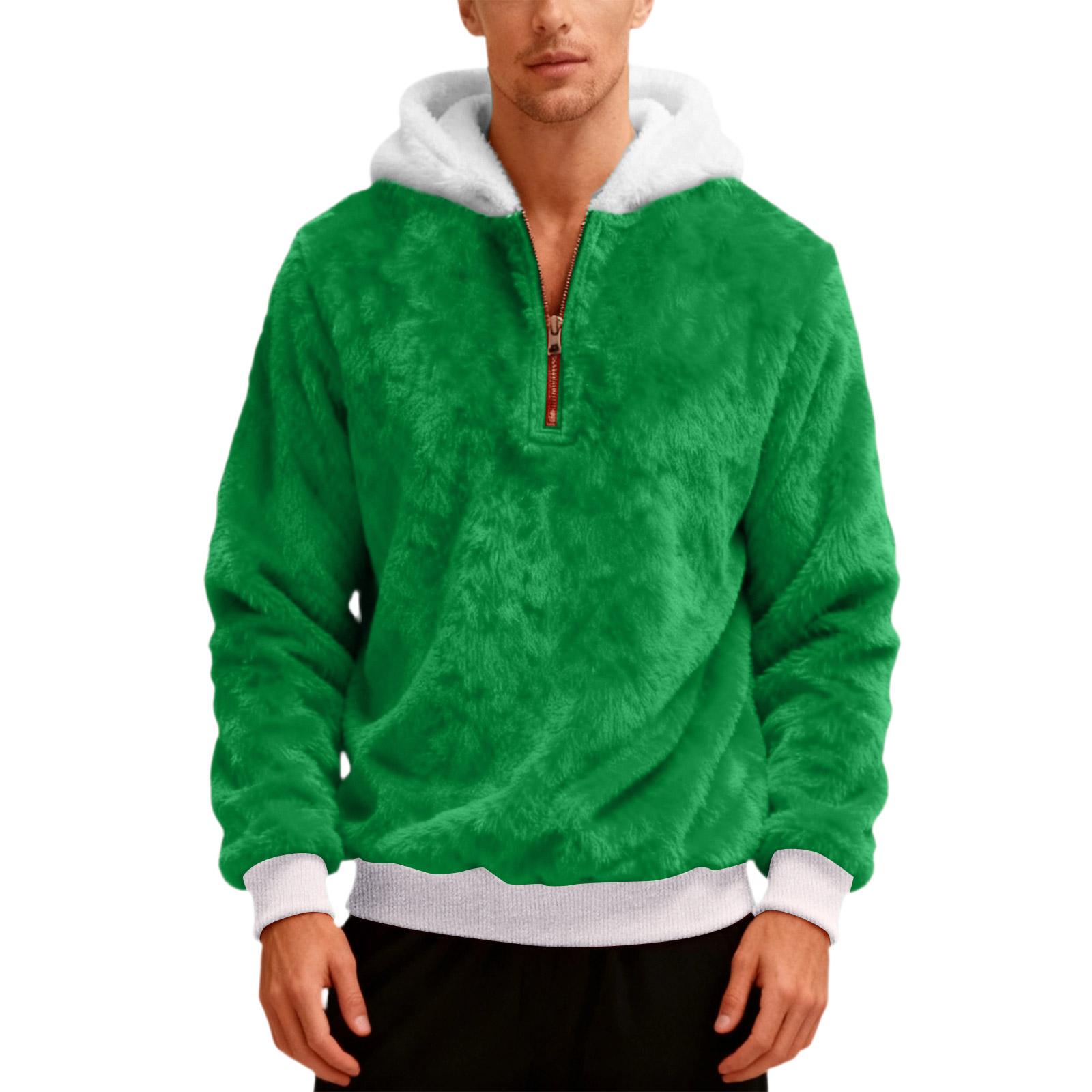 

Чоловічий Плюшевий Худі з Капюшоном на Півзастібці-блискавці XXL зелений
