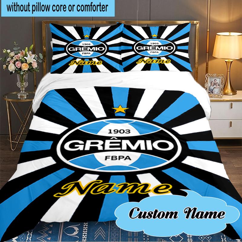Custom Name Gremio FC Crest Design Bedding Set 3pcs, Bedding Set Including 1pc Duvet Cover And 2pcs Pillowcases for Bedroom, Dormitory Gift