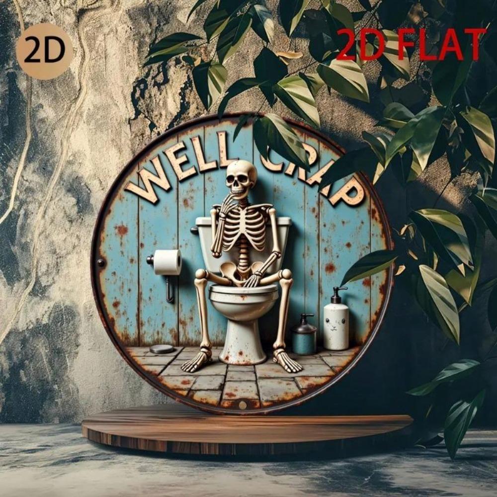 Gotische Vintage Skelett Toilette Metall Wandkunst Rustikales Badezimmer Dekor Schild