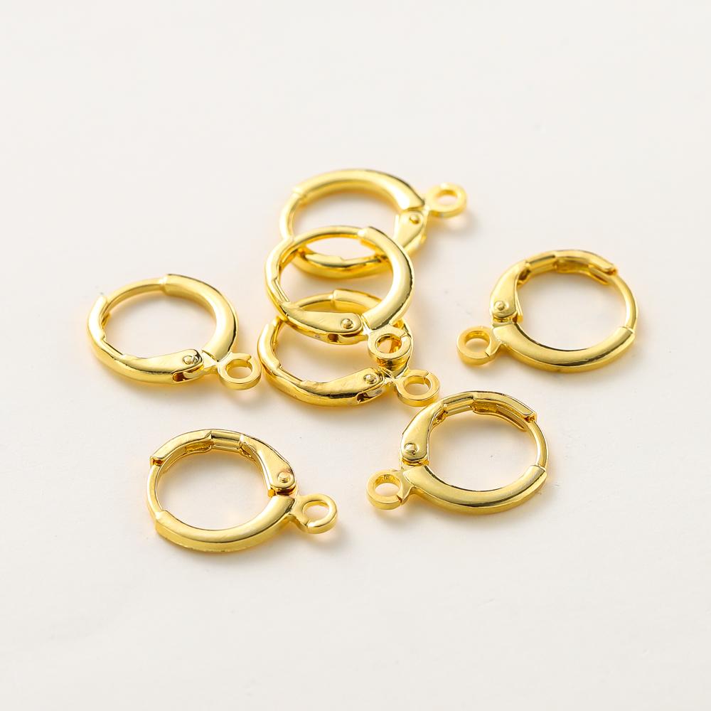 

10pcs 14K 18K Gold Plated Brass France Blank Round Opening Earing Hook Ear Pendant Clips Loop For DIY Jewelry Making Findings 12mm hole2mm