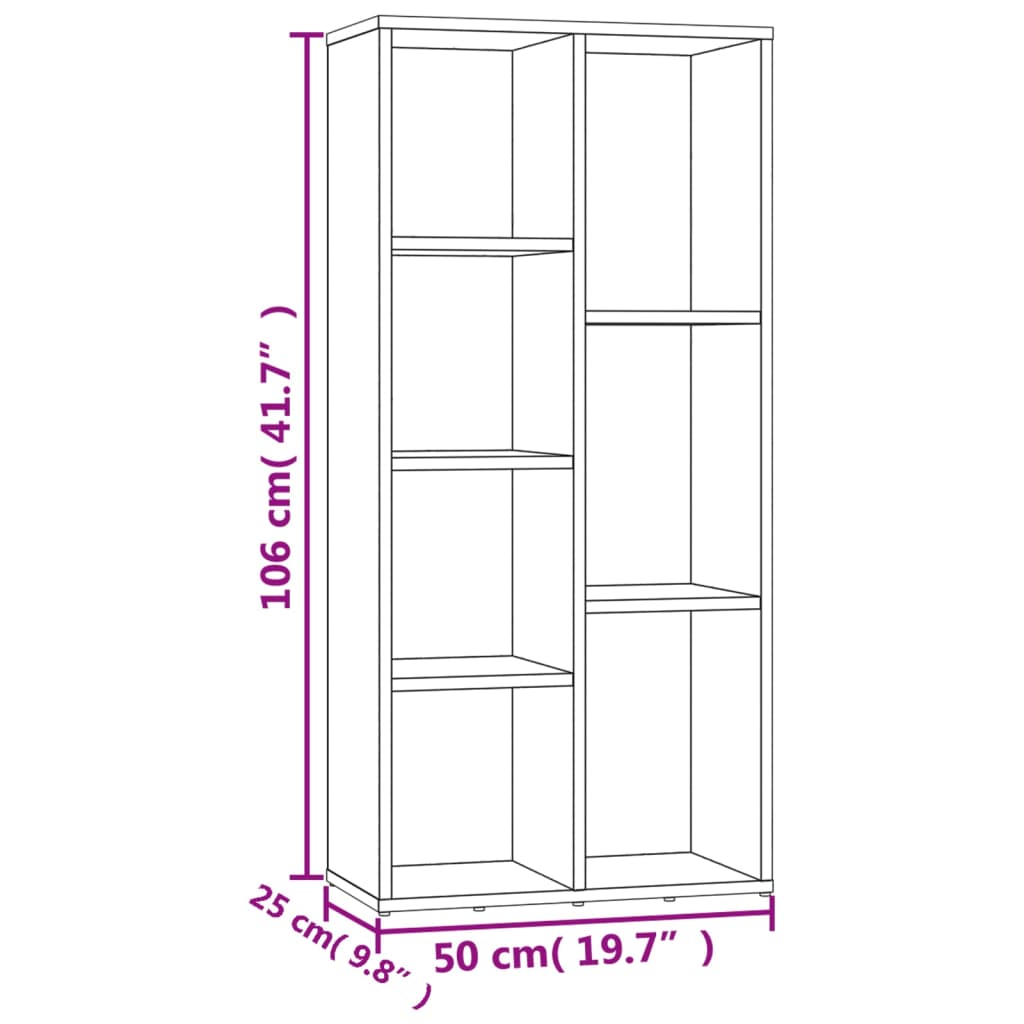 Bookshelf Concrete Grey 50 x 25 x 106 cm Particleboard