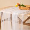Sheer Drapes Pearl Yarn Table Runner Gauze Mesh Semi Transparent Wedding Tablecloth DIY Pearl Table Cover Dinner Table