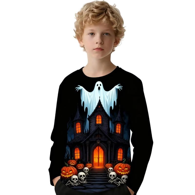 Summer Children's 3D Printed Long Sleeve T-Shirt Fashion Versatile Breathable Trend Casual
