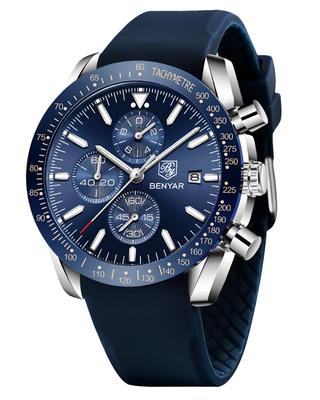 BENYAR Men's Business Watch with Analog Quartz Movement and Chronograph, Casual Sport Design, 30M Water Resistant, Elegant Gift for Men