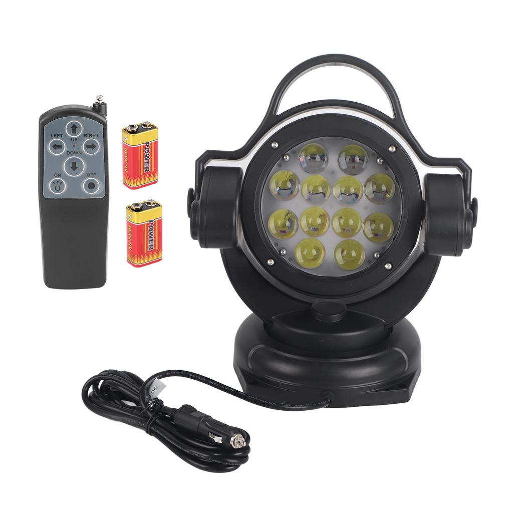 Boat Searchlight 60W 12‑24V 6500LM 360 Degrees Rotaty 12 LED Chips with Remote Control Outdoor Lamp