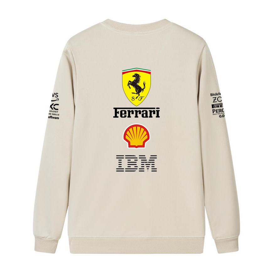 Unisex Damen Herren Frühling und Herbst F1 Ferrari Racing Print Rundhals Sweatshirt Lässig Locker Langarm Pullover Sport Streetwear
