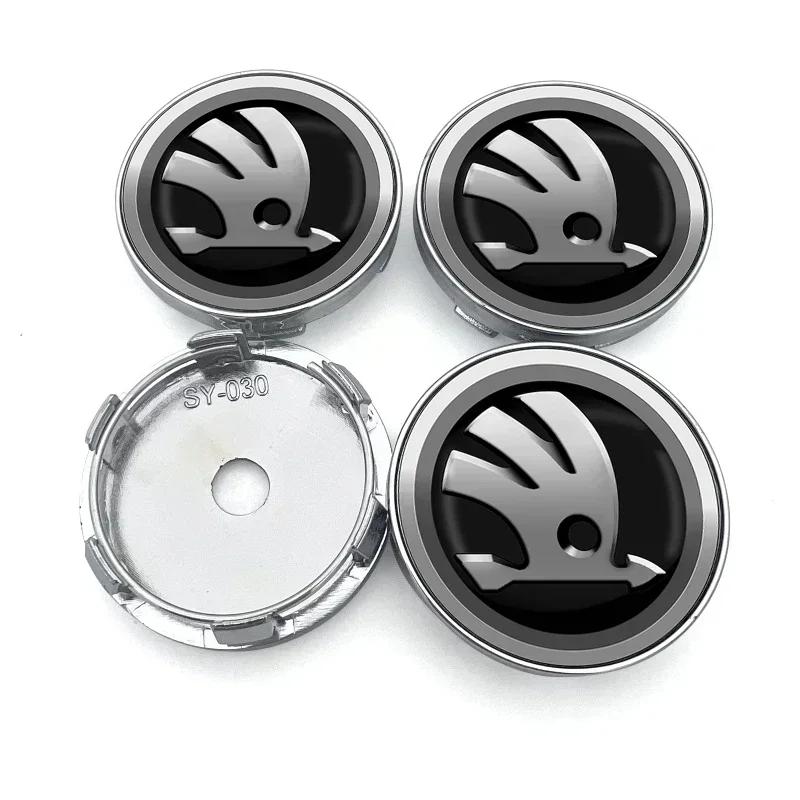 mhwql6 4pcs 56mm+60mm Car Wheel Center Hub Cap Rim Cover Emblem Stickers For Skoda Octavia Fabia Kamiq Kapoq Kodiaq Rapid SCALA Superb