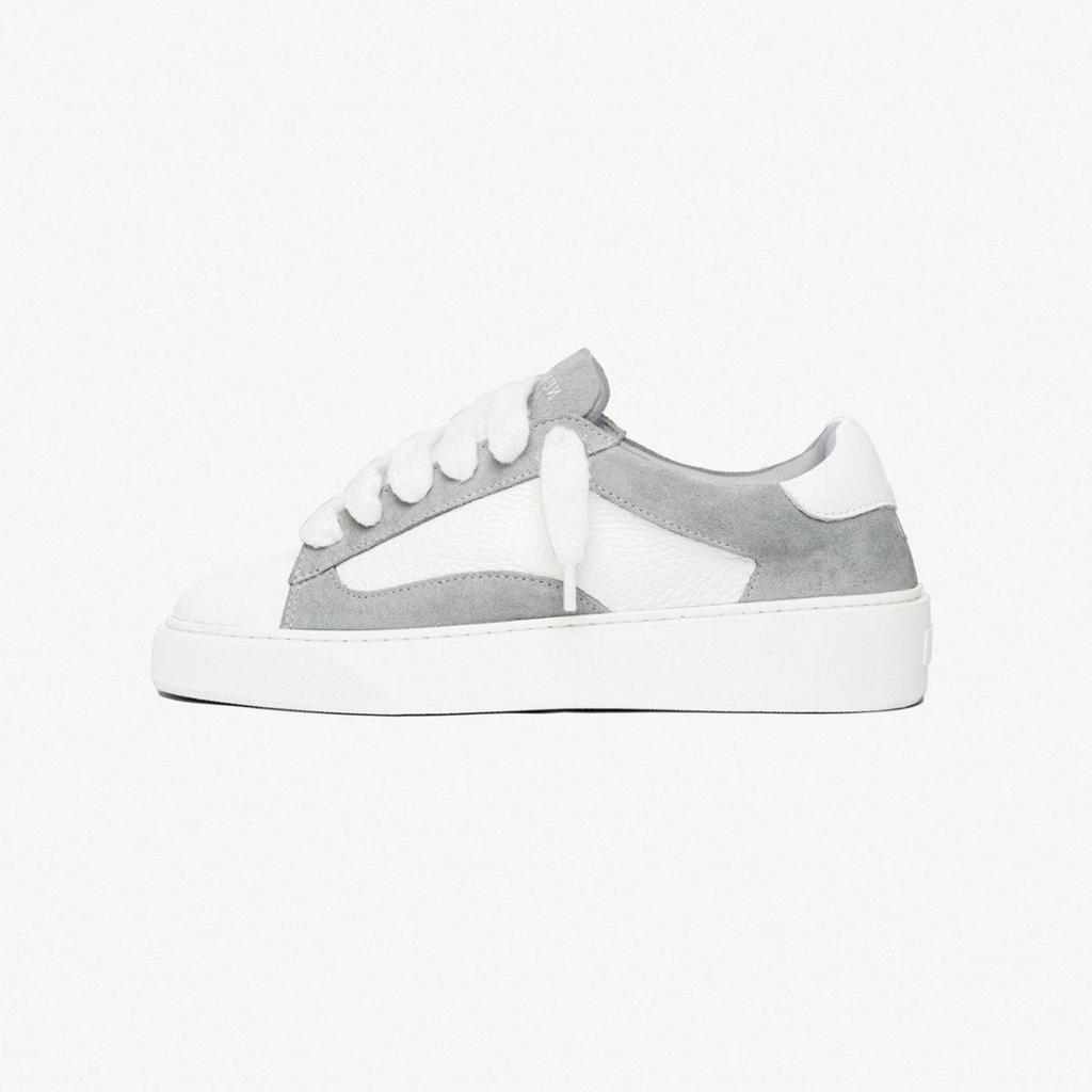 Trendy Color Block Low Top Skate Shoes For Men Women, Platform Leather Casual Sneakers With Extra Thick Fluffy Shoelaces