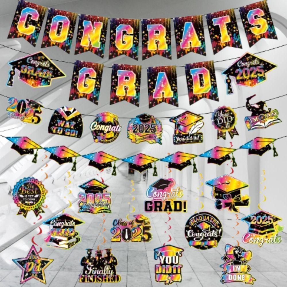 Celebrate 2025 Graduation Banner Paper Graduation Spiral Hanging Decor Classmates