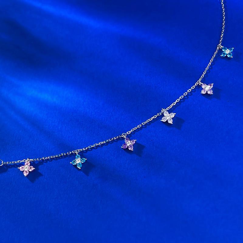 Wind-Hearted Dopamine Four-Leaf Clover Colored Diamond Bracelet Anklet Daily Wind
