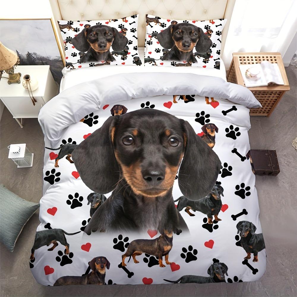 Comforter Dachshund Bedding Comforter Sets King Size Cotton 3D Children'S Bedding Set 3-Piece 1