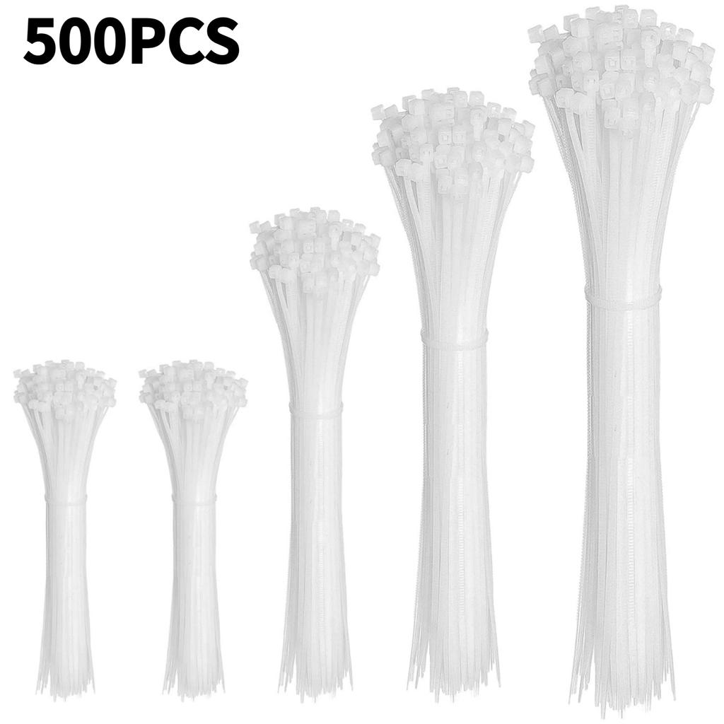 500pcs Plastic Nylon Cable Ties Self-locking Cord Ties Straps Adjustable Cables Fastening Loop Bike Wire Zip Ties
