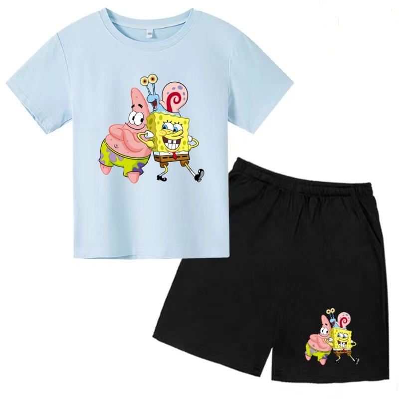 Children's Summer Anime Fashion T-Shirt Boys and Girls Short Sleeve Shorts Casual Sports Set