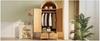 Kleiderschrank 181x78x45 cm mit Rattan-Geflecht, Eichen-Optik, Halbkreisförmiges Regal, 2 Türen mit Magnetverschluss, 2 Schubladen, Kleiderstange und Kippsicherung