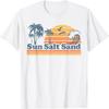 Funny Sun Salt Sand Vacation Beach Vintage 70s Retro Cute T-Shirt