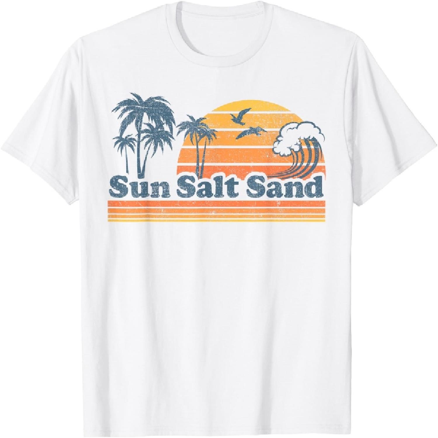 Funny Sun Salt Sand Vacation Beach Vintage 70s Retro Cute T-Shirt XXXXXL белый